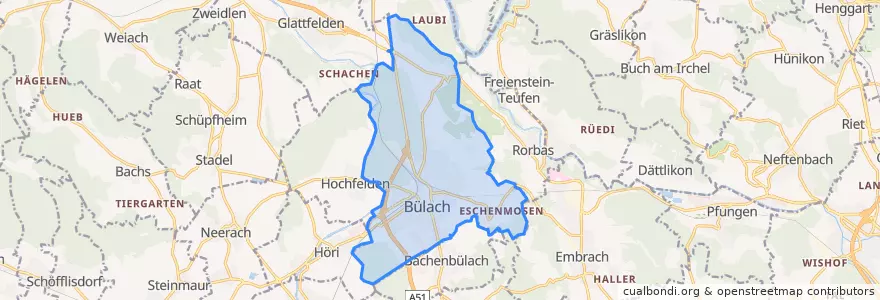 Mapa de ubicacion de Bülach.