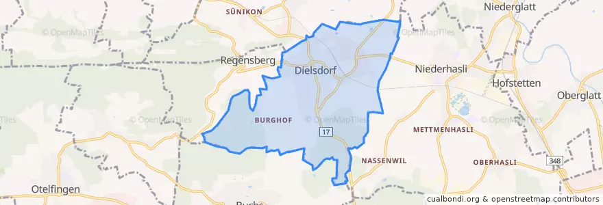 Mapa de ubicacion de Dielsdorf.