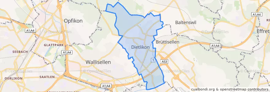 Mapa de ubicacion de Dietlikon.