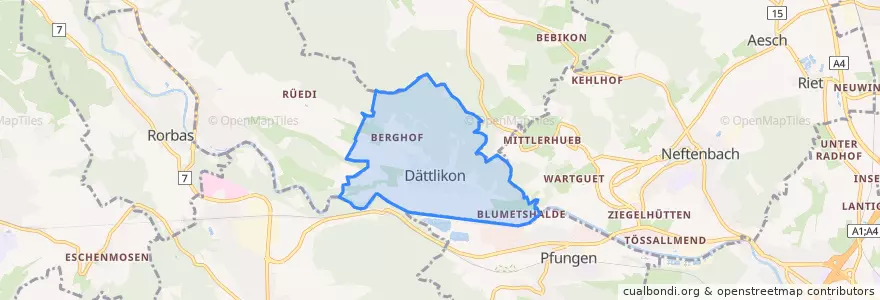 Mapa de ubicacion de Dättlikon.