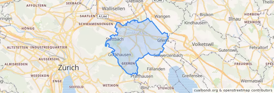 Mapa de ubicacion de Dübendorf.