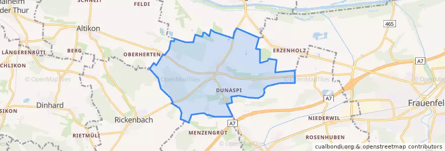 Mapa de ubicacion de Ellikon an der Thur.