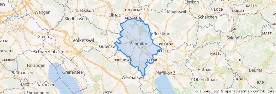 Mapa de ubicacion de Fehraltorf.