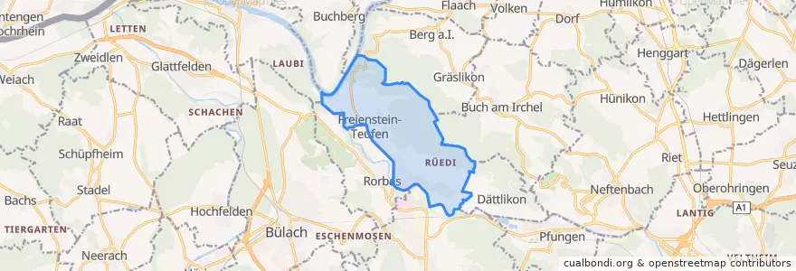 Mapa de ubicacion de Freienstein-Teufen.