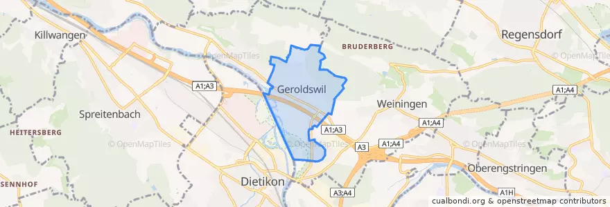 Mapa de ubicacion de Geroldswil.