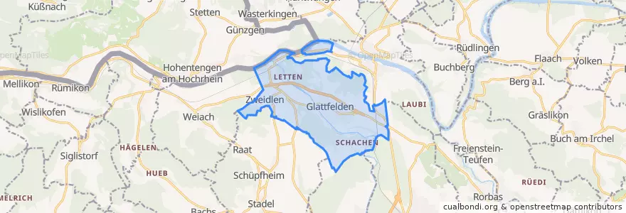 Mapa de ubicacion de Glattfelden.