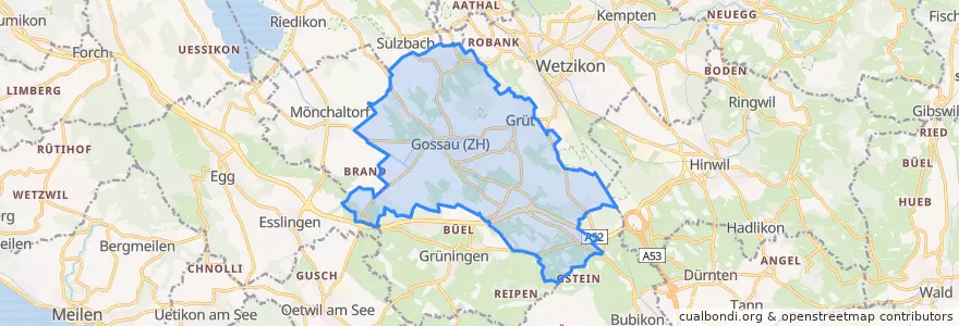 Mapa de ubicacion de Gossau (ZH).