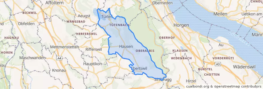 Mapa de ubicacion de Hausen am Albis.