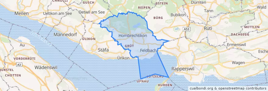 Mapa de ubicacion de Hombrechtikon.