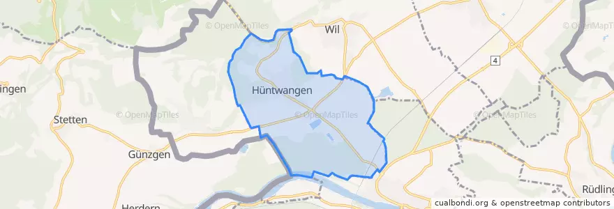 Mapa de ubicacion de Hüntwangen.