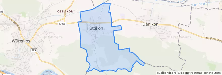 Mapa de ubicacion de Hüttikon.