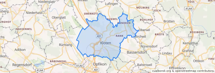 Mapa de ubicacion de Kloten.
