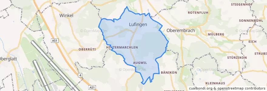 Mapa de ubicacion de Lufingen.