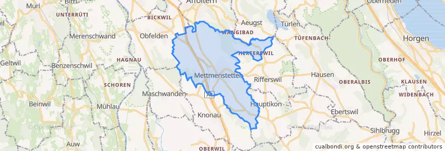 Mapa de ubicacion de Mettmenstetten.