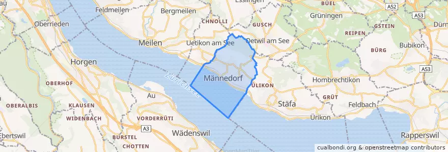 Mapa de ubicacion de Männedorf.