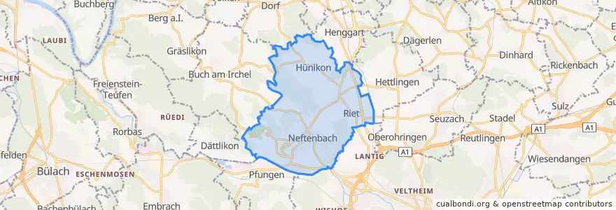 Mapa de ubicacion de Neftenbach.