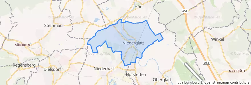 Mapa de ubicacion de Niederglatt.