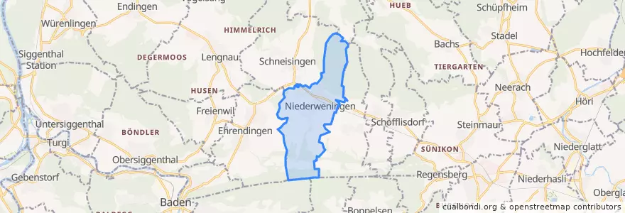 Mapa de ubicacion de Niederweningen.