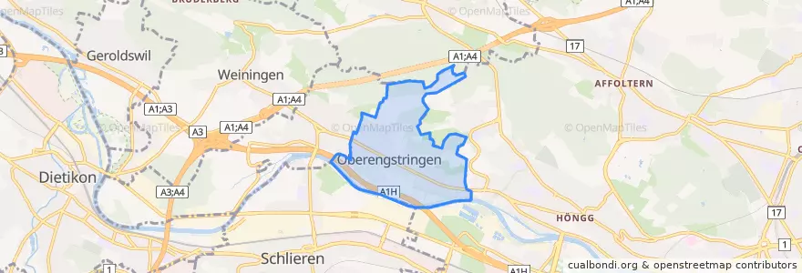 Mapa de ubicacion de Oberengstringen.