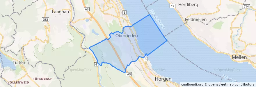 Mapa de ubicacion de Oberrieden.