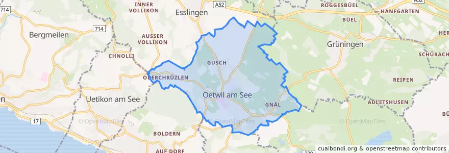 Mapa de ubicacion de Oetwil am See.