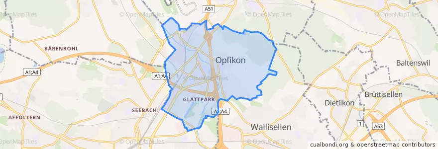 Mapa de ubicacion de Opfikon.