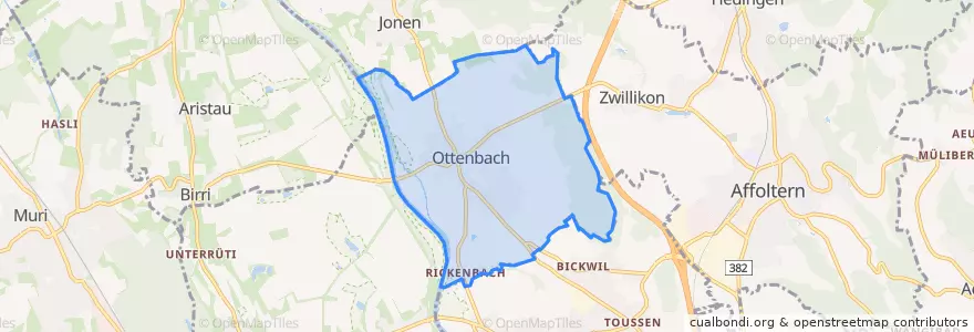 Mapa de ubicacion de Ottenbach.