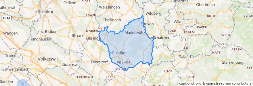 Mapa de ubicacion de Russikon.