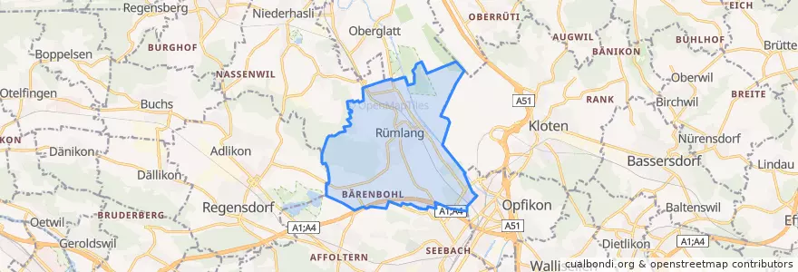 Mapa de ubicacion de Rümlang.