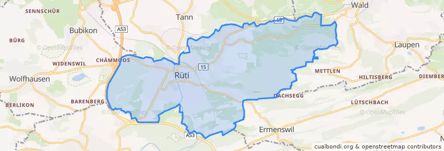 Mapa de ubicacion de Rüti (ZH).