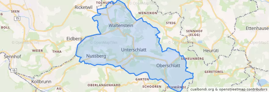 Mapa de ubicacion de Schlatt (ZH).