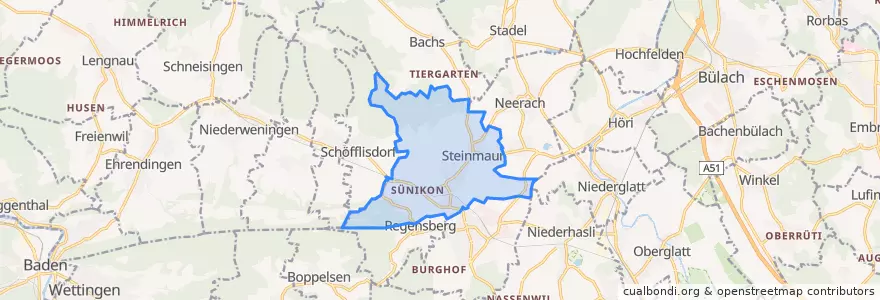 Mapa de ubicacion de Steinmaur.