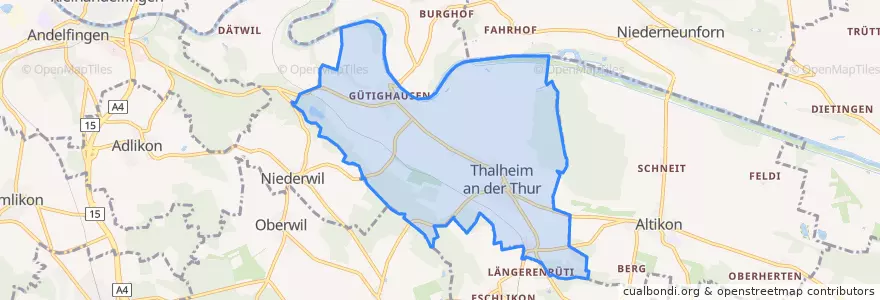 Mapa de ubicacion de Thalheim an der Thur.