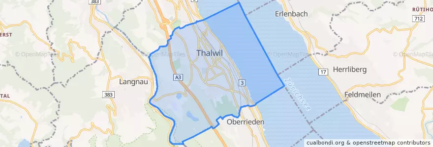 Mapa de ubicacion de Thalwil.