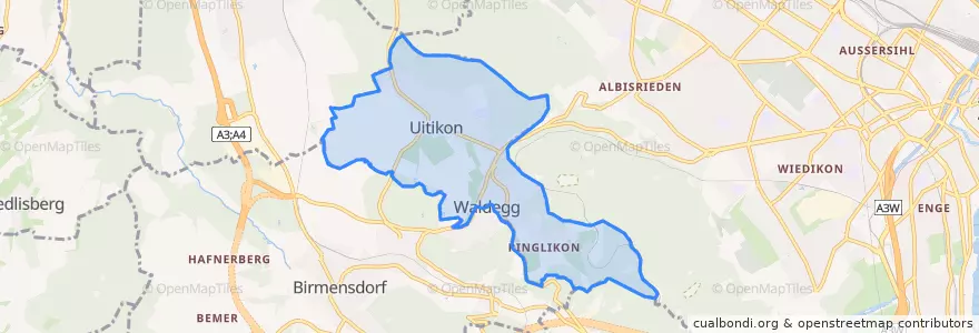 Mapa de ubicacion de Uitikon.
