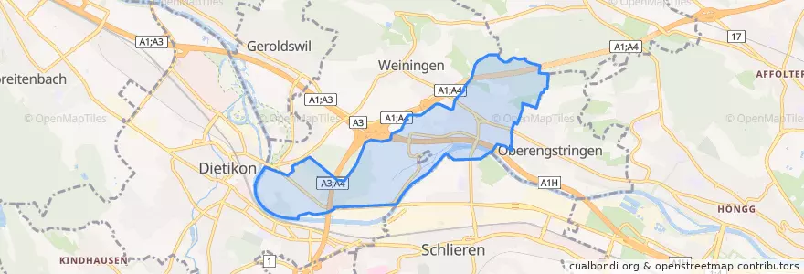 Mapa de ubicacion de Unterengstringen.