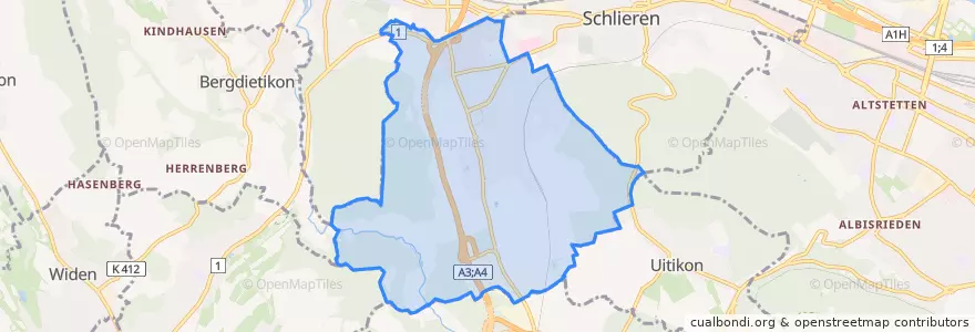 Mapa de ubicacion de Urdorf.