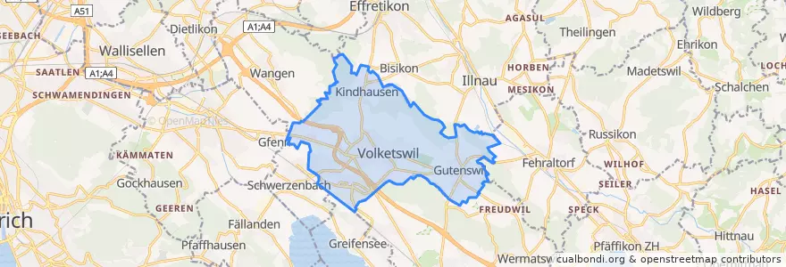 Mapa de ubicacion de Volketswil.