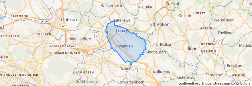 Mapa de ubicacion de Wangen-Brüttisellen.
