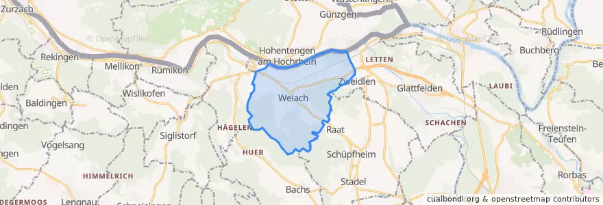 Mapa de ubicacion de Weiach.