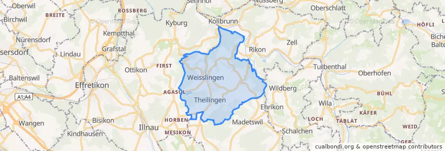 Mapa de ubicacion de Weisslingen.