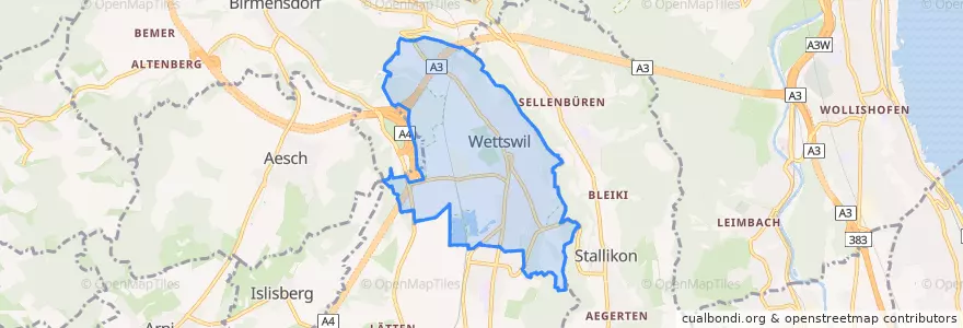 Mapa de ubicacion de Wettswil am Albis.