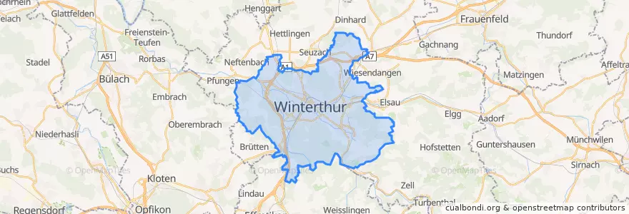 Mapa de ubicacion de Winterthur.