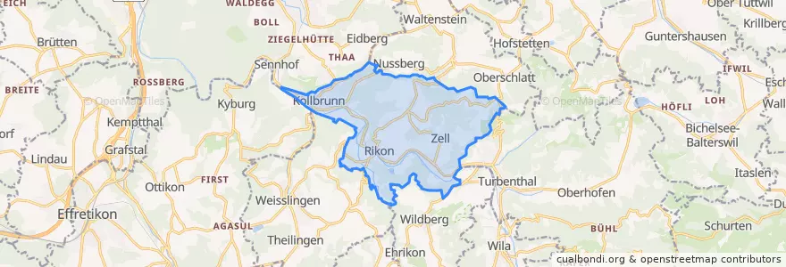 Mapa de ubicacion de Zell (ZH).