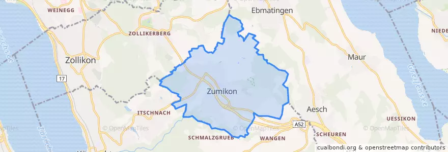 Mapa de ubicacion de Zumikon.