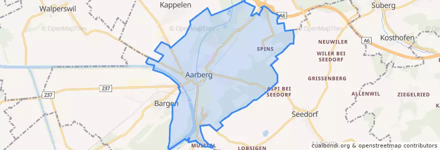 Mapa de ubicacion de Aarberg.