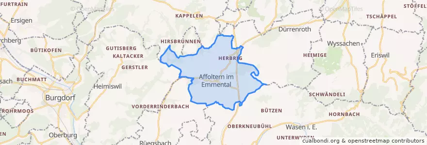 Mapa de ubicacion de Affoltern im Emmental.