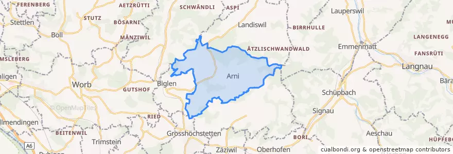 Mapa de ubicacion de Arni (BE).