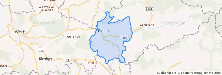 Mapa de ubicacion de Biglen.
