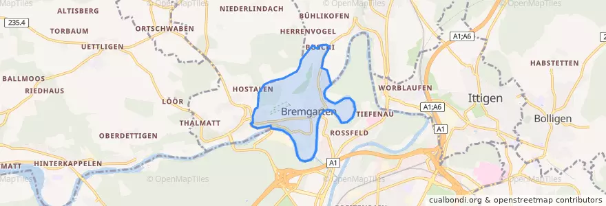 Mapa de ubicacion de Bremgarten bei Bern.
